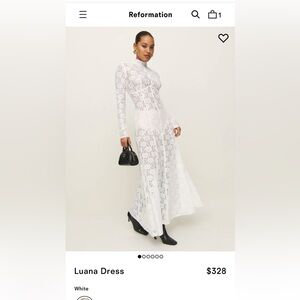 Reformation Luana lace maxi / midi dress in white